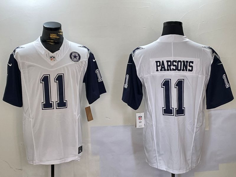 Men Dallas Cowboys #11 Parsons White 2024 Nike Three generations Vapor Limited NFL Jersey style 2